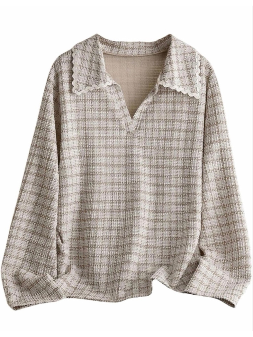 NEW SOLY HUX Plus Size Plaid Shirt Long Sleeve Collared V Neck 3X